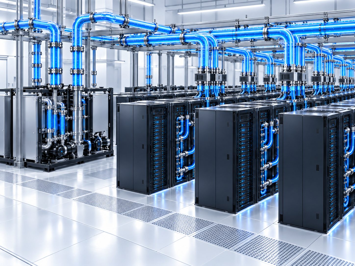 AI and HPC data centers with liquid cooling infrastructure